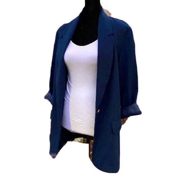 Worthington Petite Essentials vintage dark blue single button blazer - Picture 2 of 8